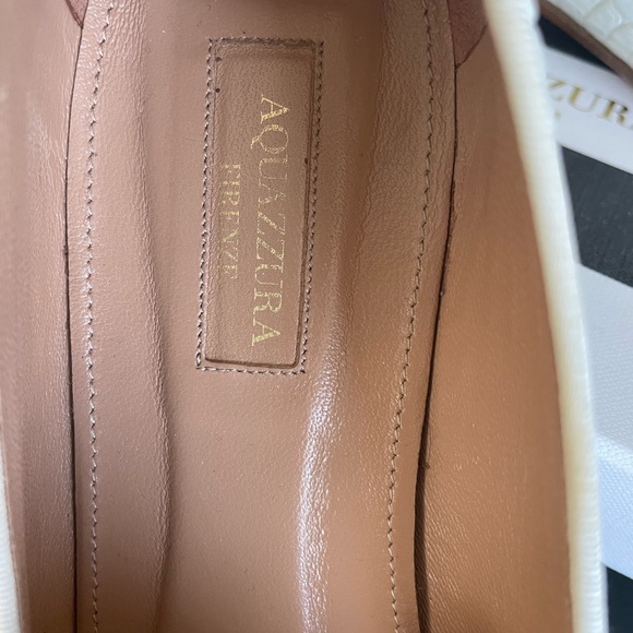 Authentic Aquazzura crocodile print leather Mocassin - white - Picture 4 of 6